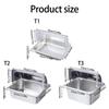 Stainless Steel Suqare Shape Buffet Tray with Clear Roll Top Lid for Restaurant Condiment Dispenser Food Display Pan