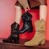 Women's Vintage Round Toe Leather Ankle Boots - Thick Sole, Chunky Heel, Short Tube for Autumn/Winter