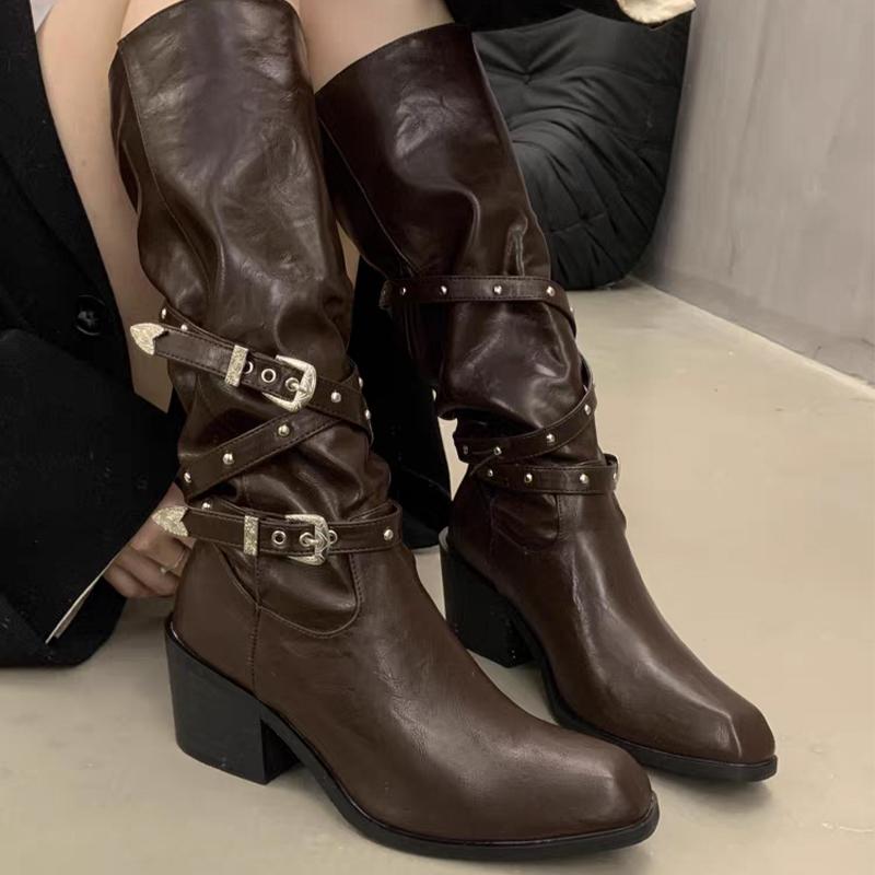 Fashion Long Boots for Women High Heels Designer Shoes Fashion Dress Goth Chelsea Boots Winter Woman Pumps 2025 New Chunky Mujer Botas