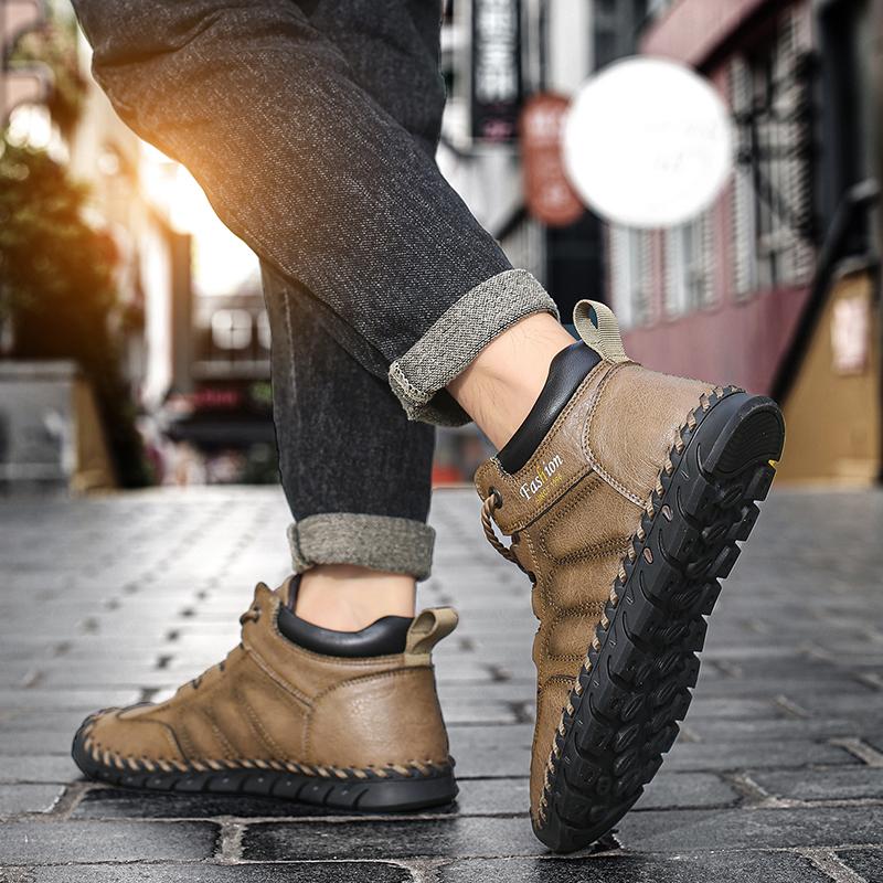 מגפי עור לגברים רוכסן נעליים יומיומיות גבוהות 39-48