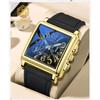 Square Dial, Leather Strap, Men's Waterproof Luminous Calendar Gift Watch