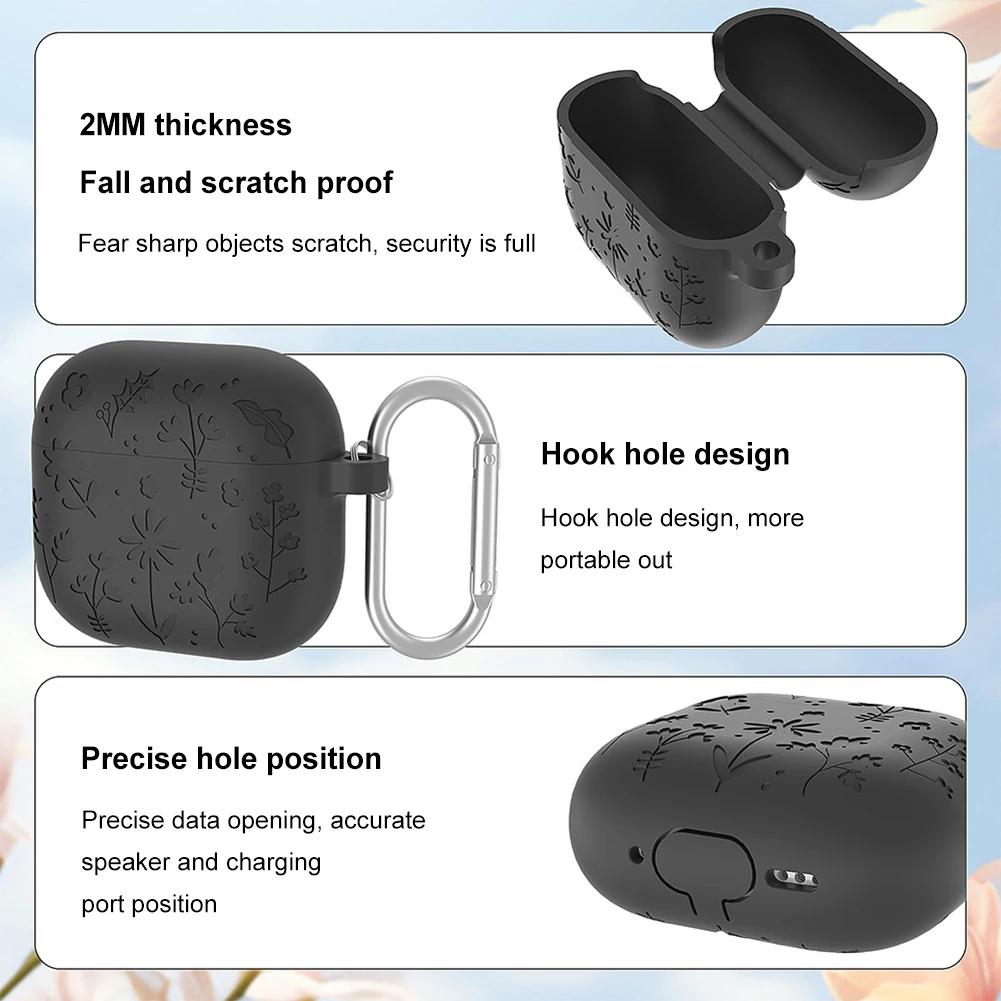 Silicone Earphone Protective Case with Carabiner for AirPods 4 2025 Shockproof and Dustproof Cover