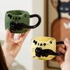 Charming Embossed Black Cat Ceramic Mug - Stackable Cup for Milk, Coffee, Breakfast