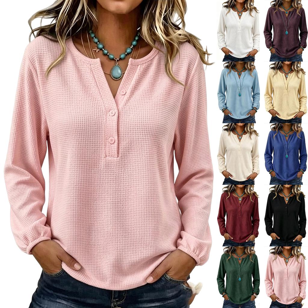 Women's Knit Long Sleeve Pullover Top, Loose Fit Casual Blouse for Everyday Wear