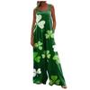 Wide Leg Overalls For Women Casual Loose Sleeveless Jumpsuits St. Patrick's Day Print Button Long Pant Romper Jumpsuit With Pockets