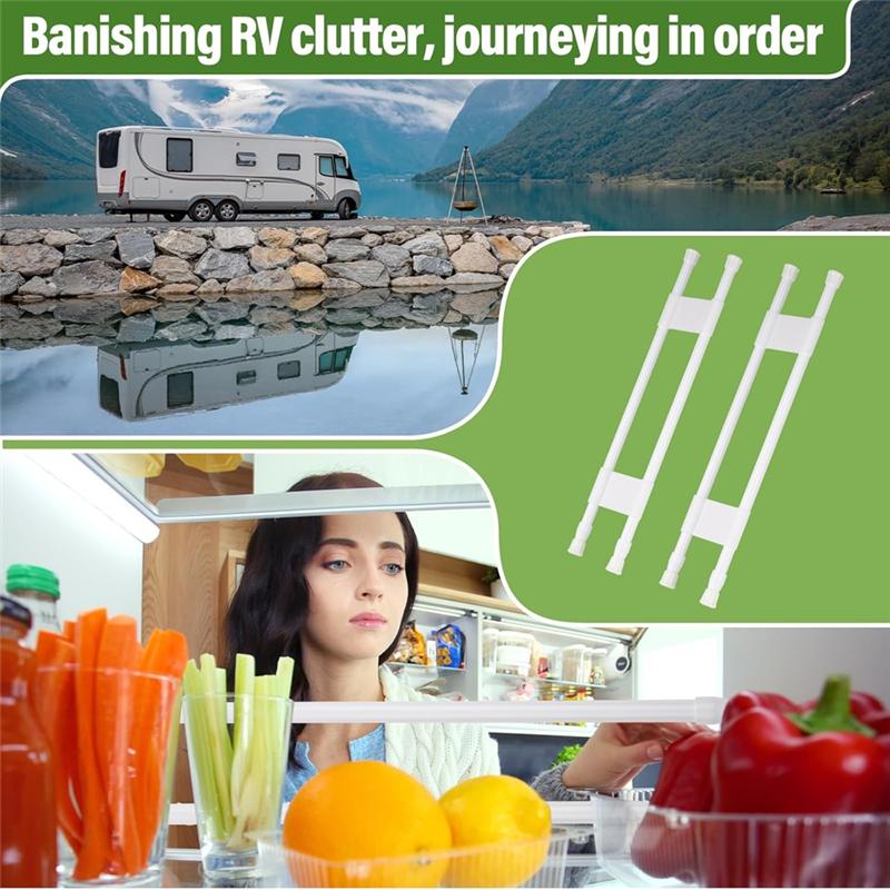 A03F-Double Refrigerator Bars For RV-2 Pcs, Adjustable Tension Rods With Length Span Of 15.7 To 27.6 Inches