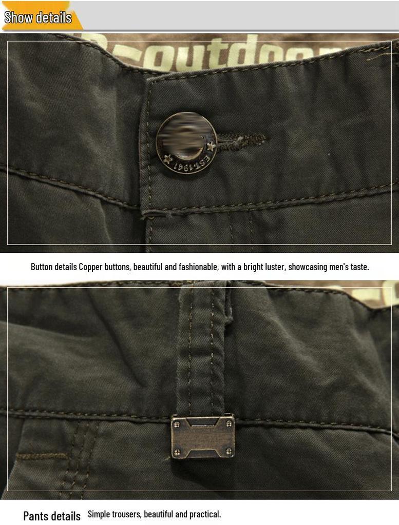 Men's Spring Cargo Pants - Thick, Loose, Straight-Leg, Multi-Pocket, Plus Size, Pure Cotton Trousers