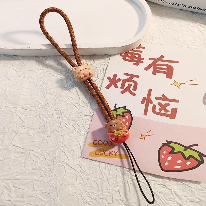 Wrist Rope Cartoon Cute Cute Cute Mobile Phone Rope Portable Adjustable Length Peach Blossom Rabbit Rich Accessory Phone Case