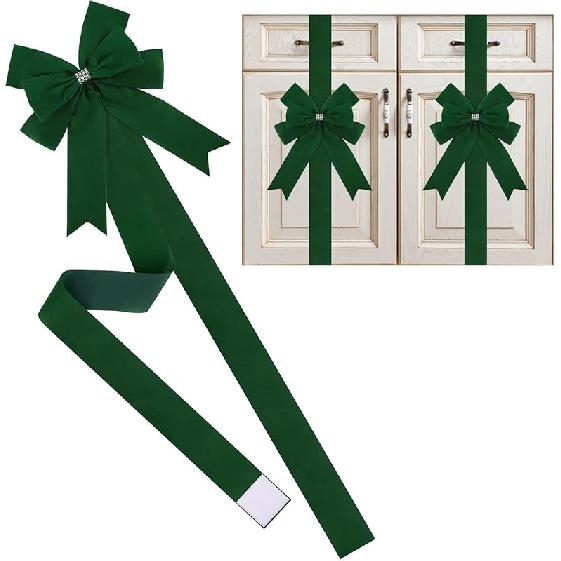 6 Pcs Pink Cabinet Bows Large Pink Velvet Ribbons Easter Cabinet Door Spring Bows for Easter Birthday Wedding Spring Christmas Party (Pink)