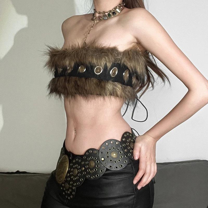 European and American devil's kiss cosplay role props artificial fur sex belt tube top chest wrap