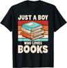 Boy Who Loves Books Reading Bookworm Graphic Tee Soft Cotton Casual T-Shirt Men
