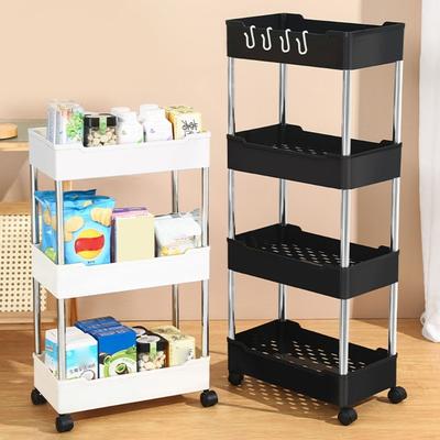 Adjustable Heights Bathroom Kitchen Organizers Cart Rolling Multi Shelf Storage Unit For Small Spaces Slim Design