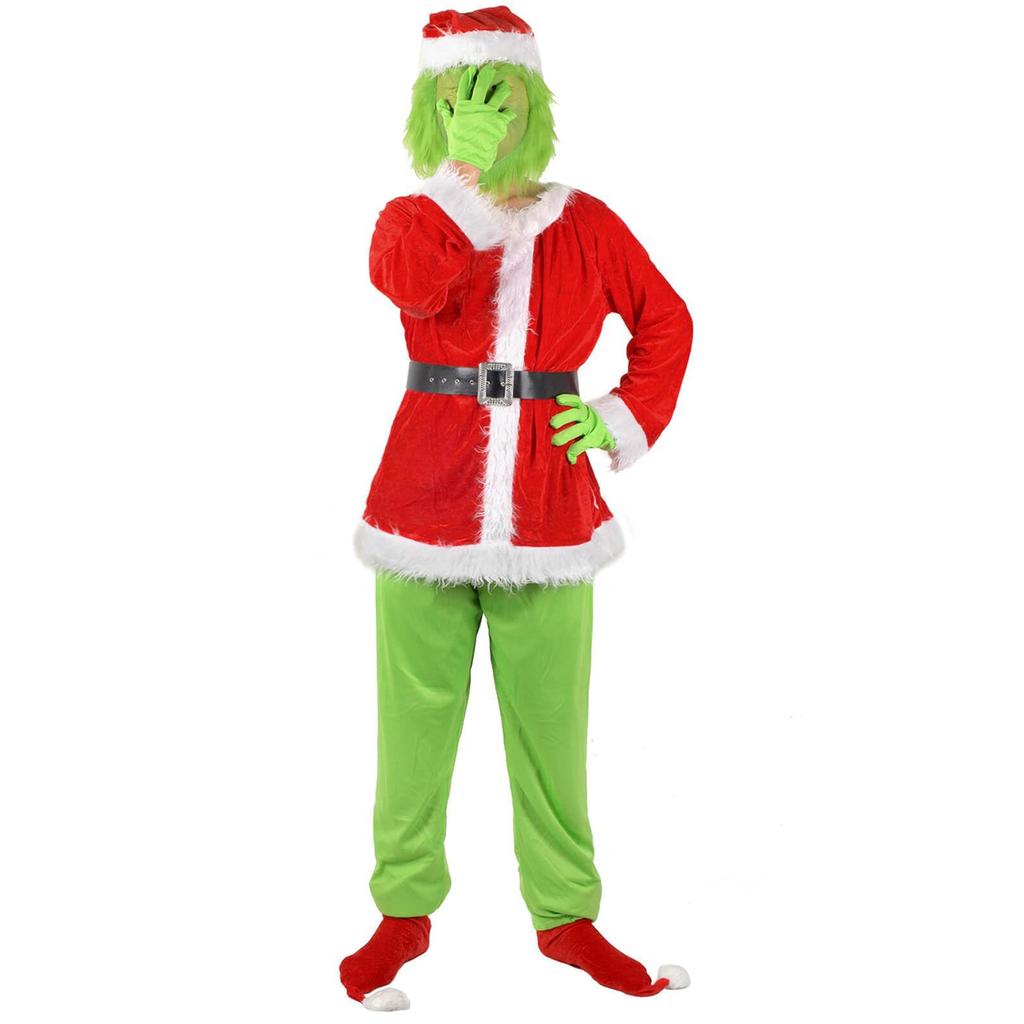 Christmas Green Costumes-Adult Furry Christmas Cosplay Costume Santa Outfit Sets