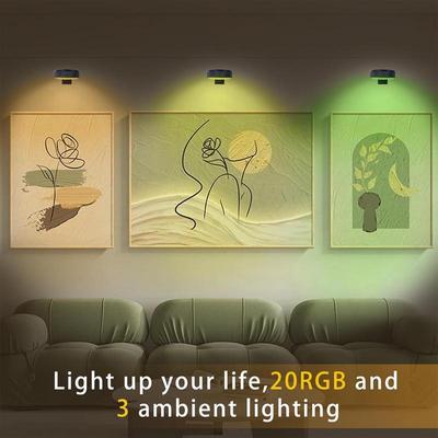 3Pcs Battery Operated Picture Light 24 Color Spotlight No Installation Magnetic High Brightness Art Display Lamp