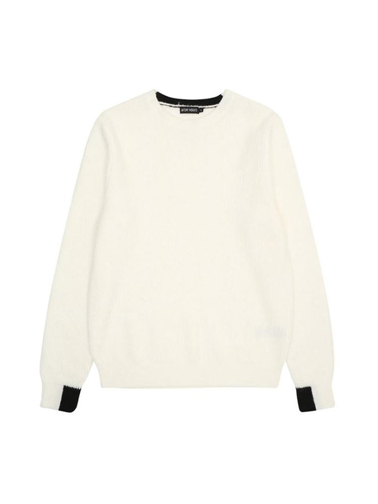 IKALOOK Sleeve-Point Wool Mix Round Neck Knit Sweater Nit124