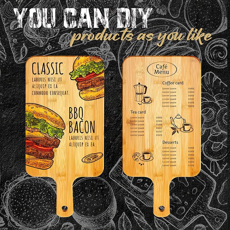 Bamboo Wooden Serving Board for Pizza Bread Steak Kitchen Chopping Boards Rectangle Vegetable Fruit Cutting Board with Handle