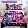 Set Biancheria da Letto Kpop Demon Hunters con Nome Personalizzato e Cartoni Animati, Chiusura con Copripiumino, Include 1 Copripiumino e 2 Federe, per Tutte le Stagioni, Arredamento Camera da Letto