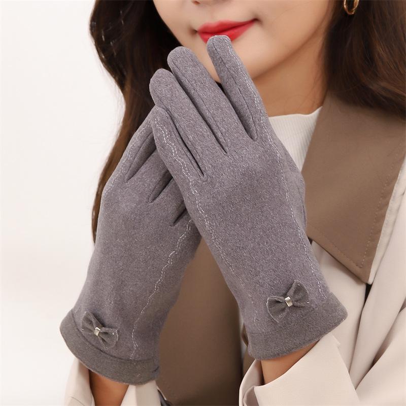 Dames Winter Touchscreen Handschoenen - Warm Fleece-Gevoerd met Strik & Konijnenbont voor Buiten Rijden