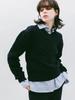 Rosiro Puff Twist V Neck Knit Navy