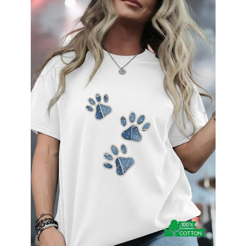 Fashionable Letter Anime Printed Women s Round Neck T-shirt with Simple Design, Comfortable and Breathable S белый