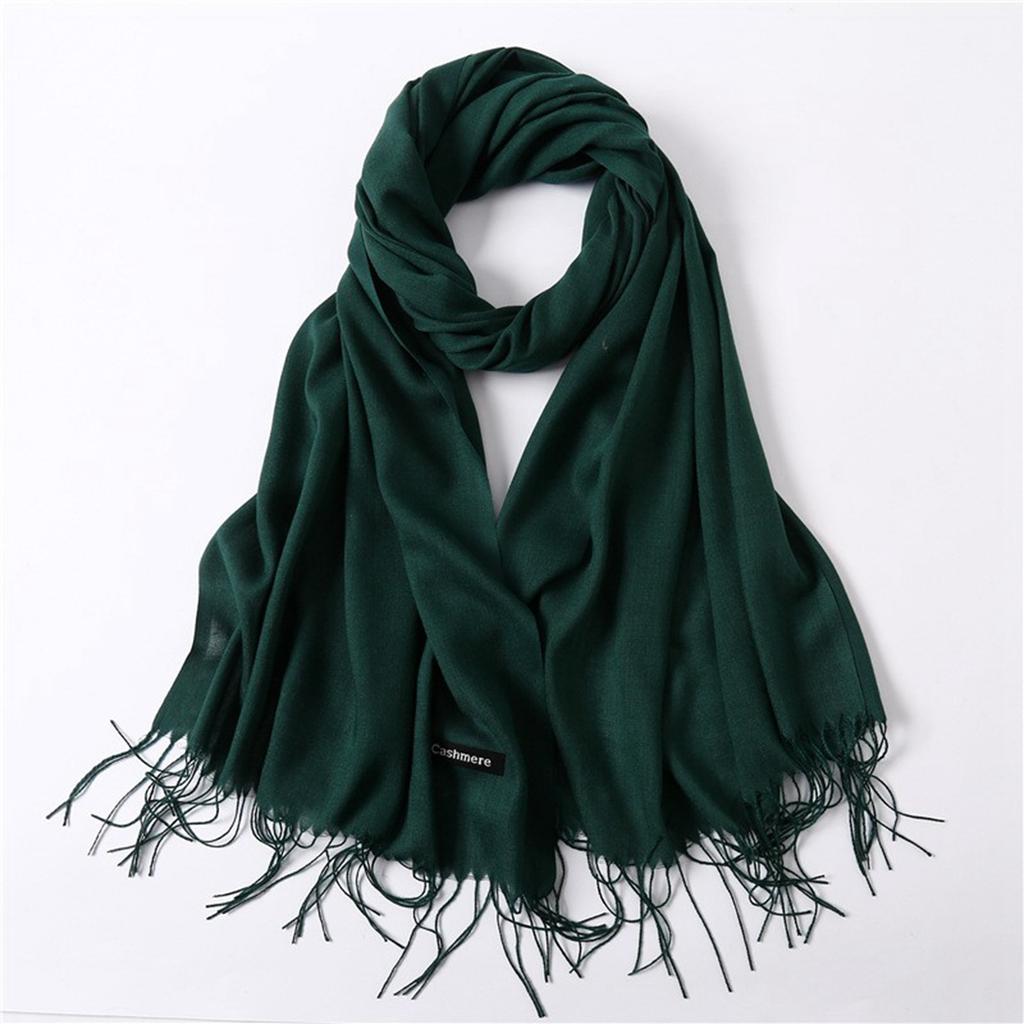 New Solid-color Faux Cashmere Scarf For Winter, Mid-length And Warm, Paired With A Sweet And Fashionable Fringed Scarf From Japan And South .