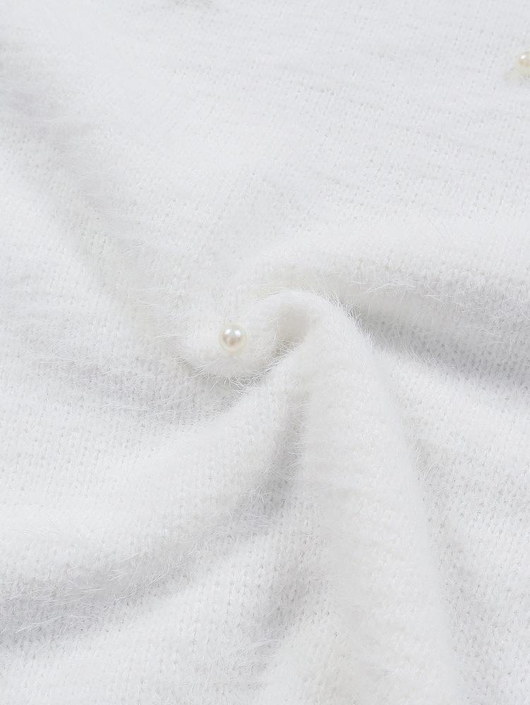 2025 A/W V-Neck Beaded Solid Color Sweater for Women