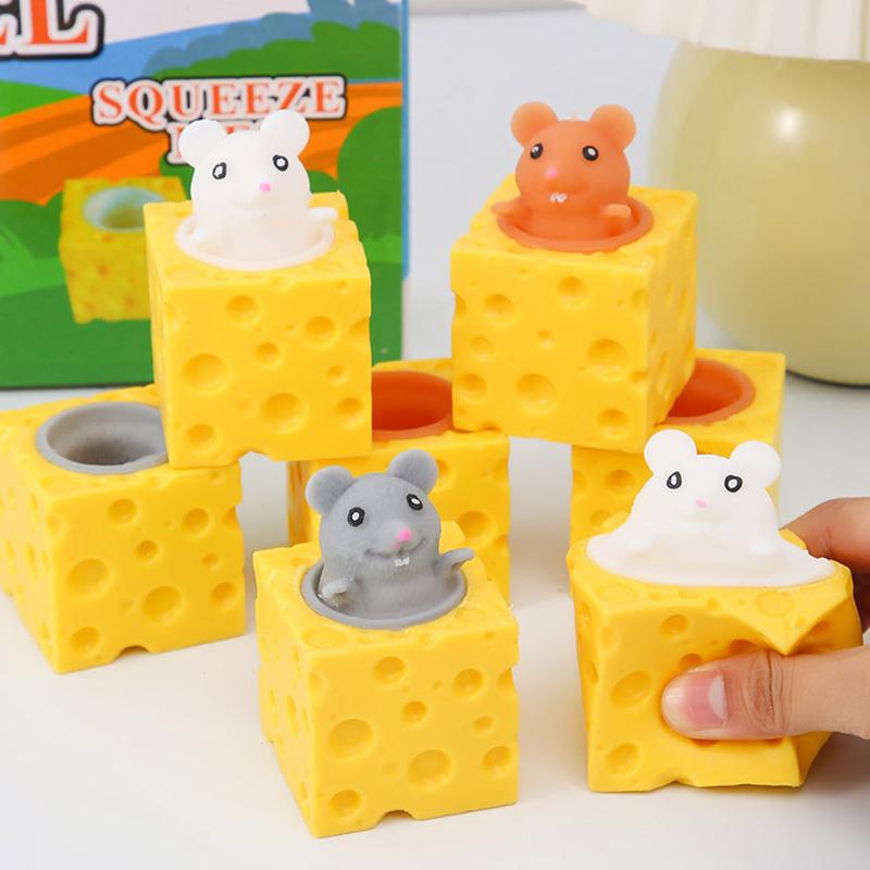 Stressabbau Haustier Käse Maus Käse Klemme Spaß Stressball Entlüftung Eichhörnchen Tasse Streichspielzeug Fidget Spielzeug