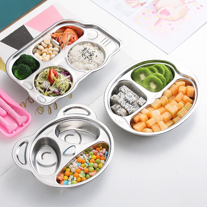 ZISIZ 304 Stainless Steel Divided Kids Dinner Plate