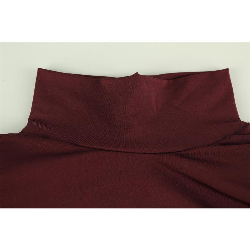 Herbst/Winter Damenmode Einfarbig Hochgeschlossenes Plissee-Design Kleid