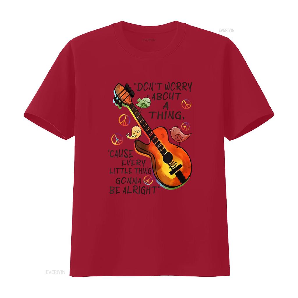Dont Worry About A Thing Cause Every Little T shirt vintage Washed Soft streetwear Breathable Casual Stylish Unisex
