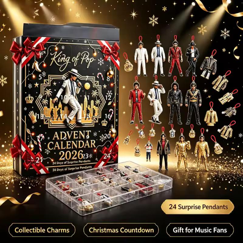 2026 Michael Jackson Christmas Advent Calendar Classic Stage 2D Acrylic Hanging Figurine Xmas Tree Decor Gift for Music Fans