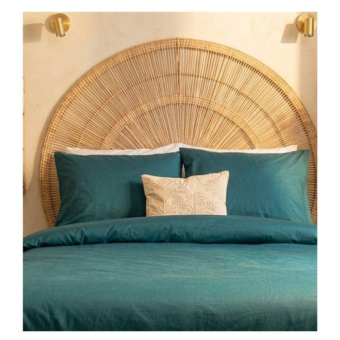 Parure de lit 240 x 260 cm Percale de coton Uni bleu