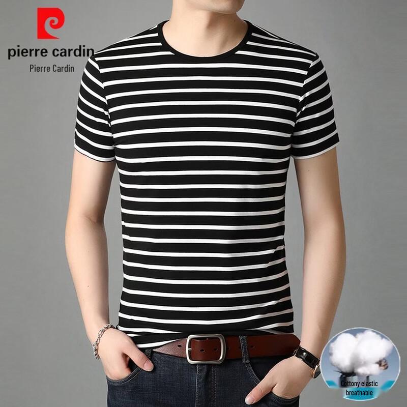 Pierre Cardin Men's Striped Round Neck Short Sleeve T-shirt