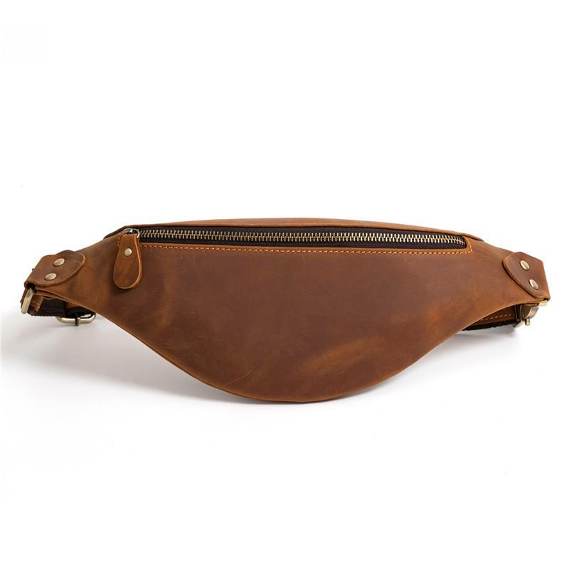 Cowhide Men's Waist Bag Genuine Leather Shoulder Chest Fashionable Soft Trendy Sports