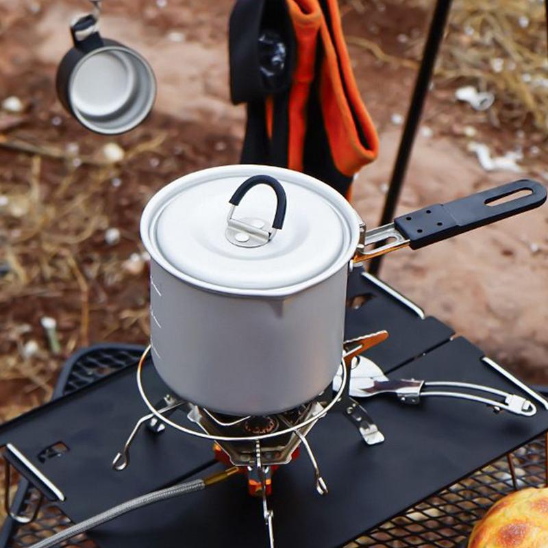 Foldable Camping Pot 700ml Aluminum Alloy Stockpot With Handle Lightweight Design Cooking Tool For Hiking Camping Picnic