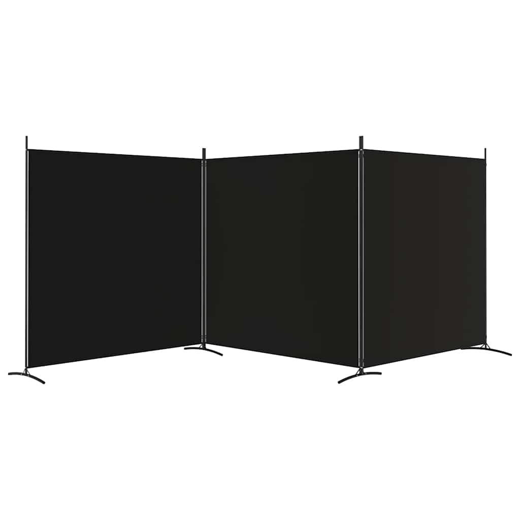 Vidaxl 3-Panel Room Divider, Black, 525X180 Cm, Fabric