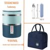 930ml Double Layer Stainless Steel Lunch Box Set - Portable Bento for Students & Office Workers