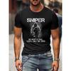 Men'S Vintage Sniper Graphic T-Shirt - Bold Black with White Text, Heavyweight 180Gsm Tee, Loose Fit Crew Neck Shirt for Everyday & Formal Outfits -