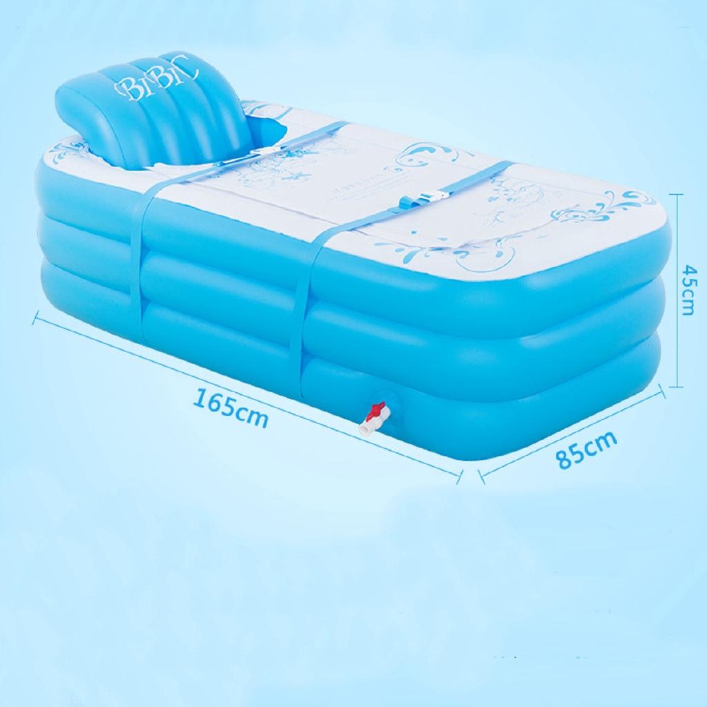 Neu Blau Große Größe Aufblasbare Badewanne SPA PVC Faltbar Tragbar Für Erwachsene Mit Luftpumpe Haushalt Aufblasbare Wanne