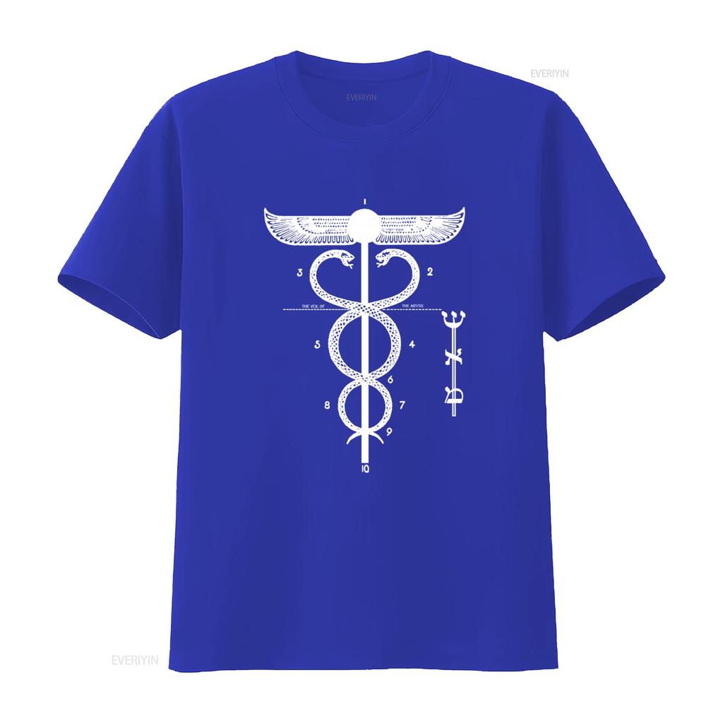Ancient Caduceus Symbolic Serpent Art T Shirt Mercury Kabbalah Esoteric Mystic Design vintage Washed Versatile Comfortable