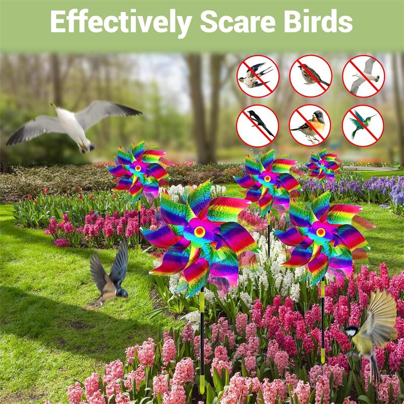 1/10X Bird Repellent Reflective Windmill Anti Bird Wind Spinner for Garden Orchard
