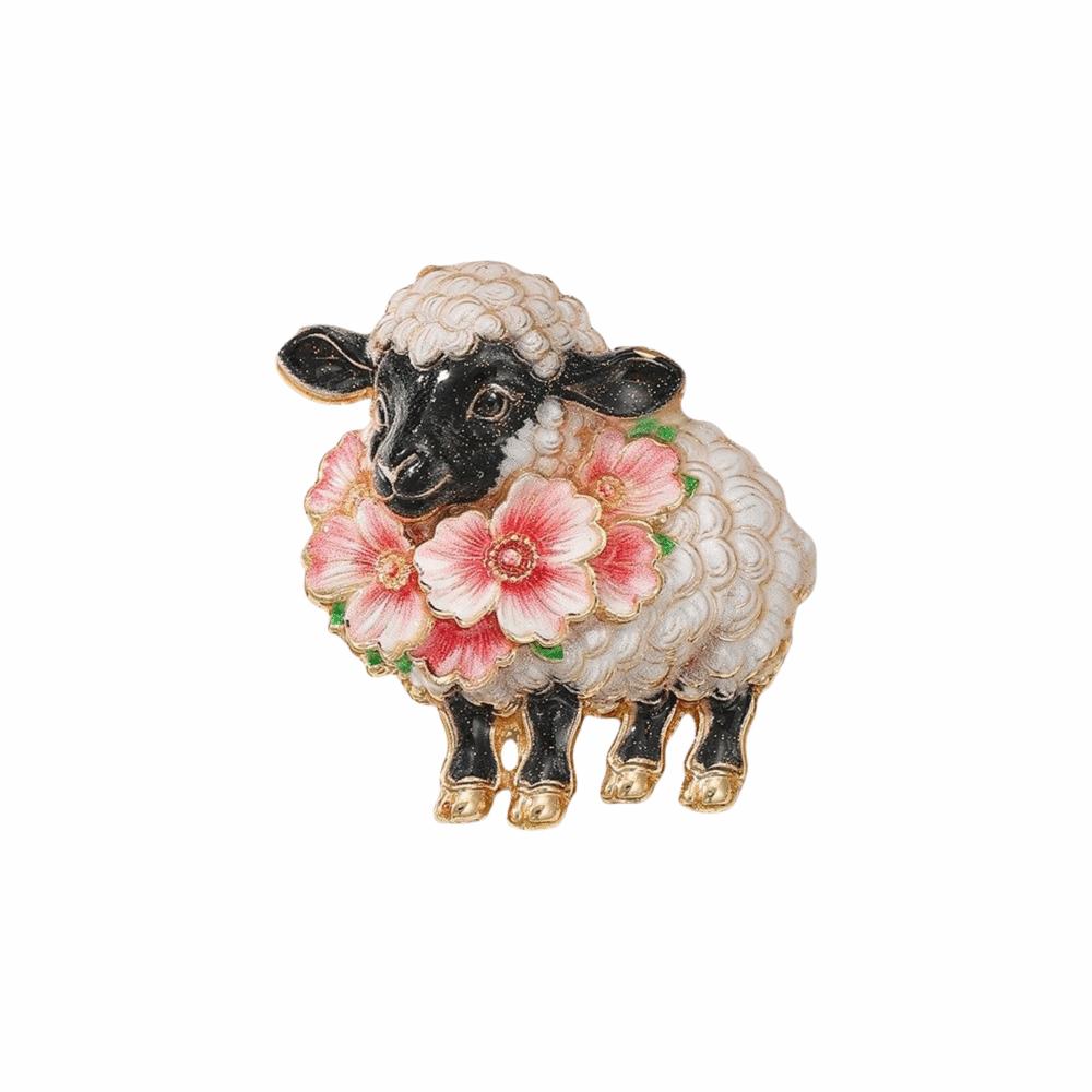 Colorful Goat Lapel Pin Vintage Style Animal Brooch Cute Enamel Sheep Brooch Party