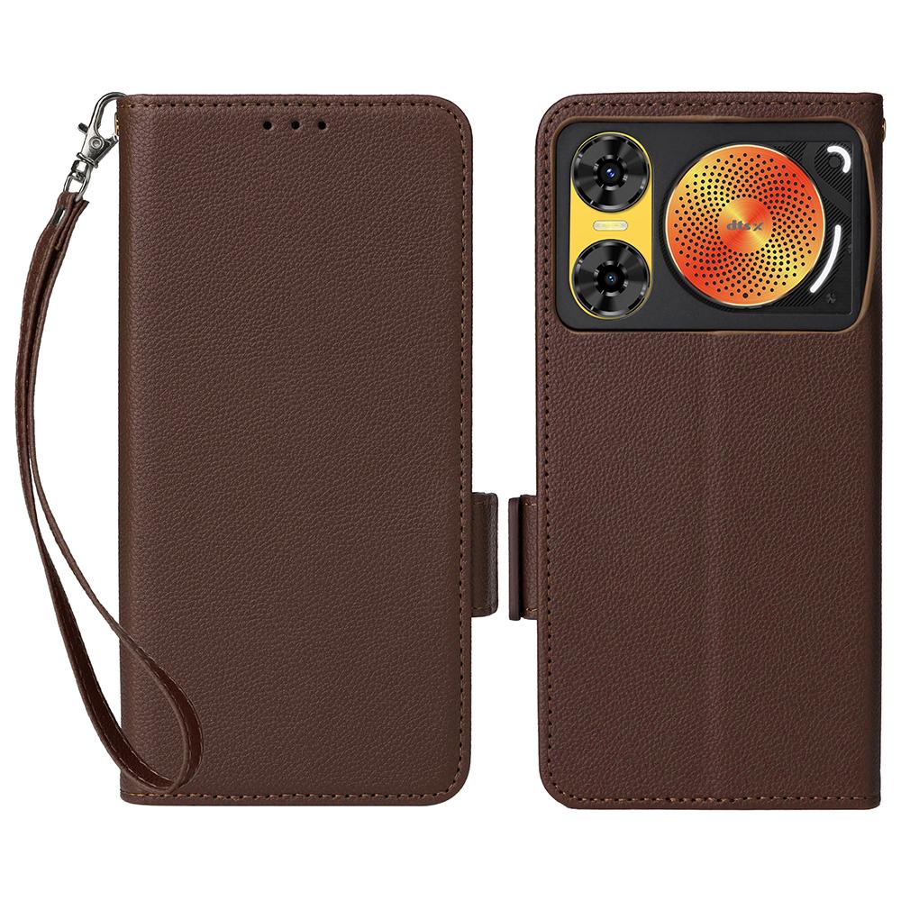 For ZTE Nubia Music 2 Case with Wrist Strap Litchi Texture PU Leather Wallet Phone Cover