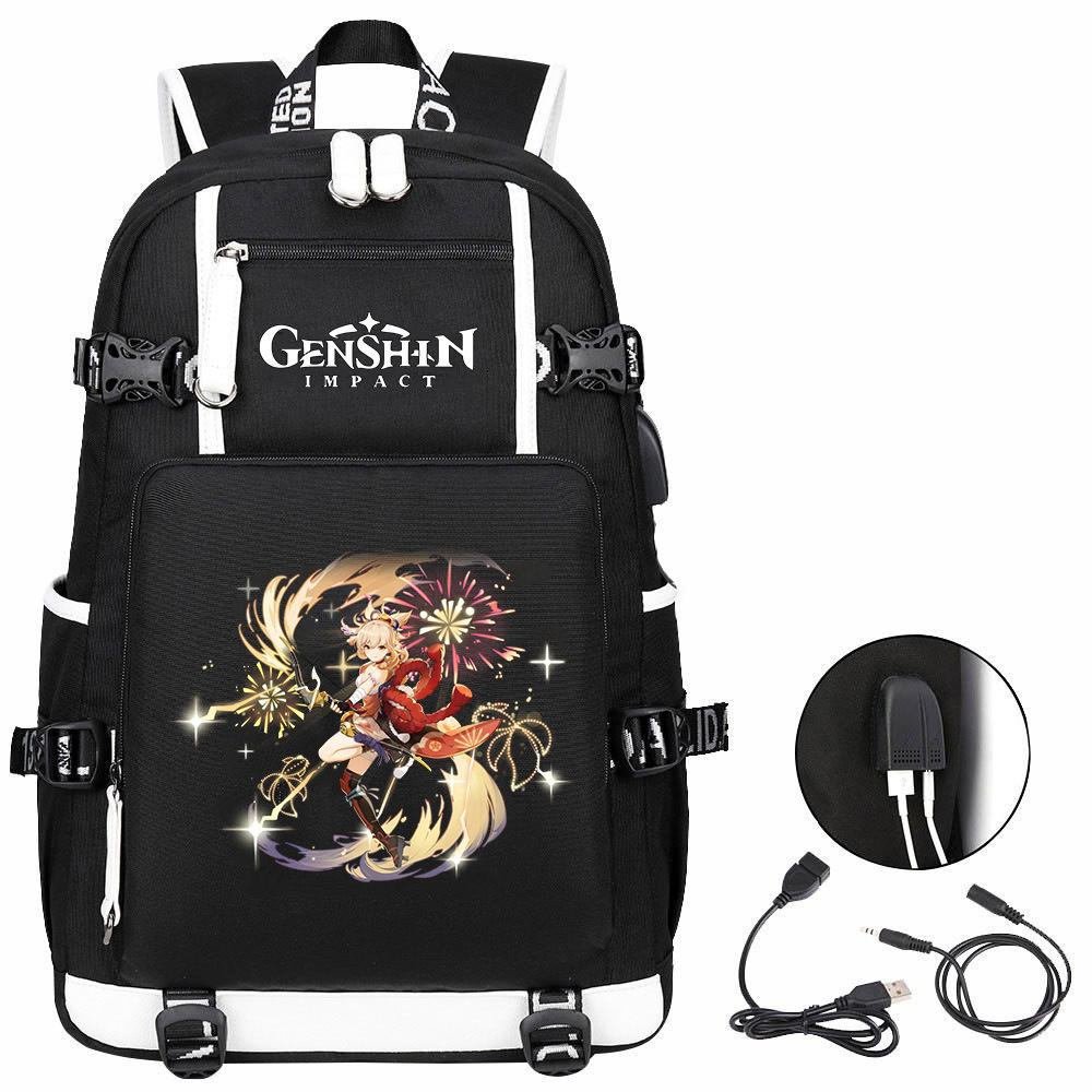 Genshin Original God, Peripheral Printing Backpack Large Capacity Travel Bag Student Computer School Bag