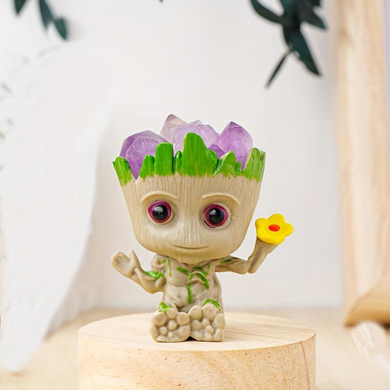 Amethyst Crystal Groot Figurine Desktop Ornament