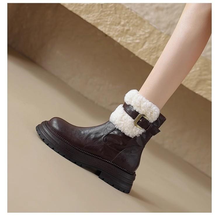 

2025 зимние новые бархатные сапоги британские ботинки Martin женские короткие ботинки Chelsea женские зимние ботинки обувь Martin 40 темно-коричневого