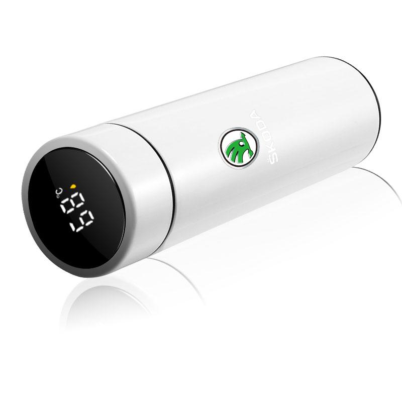 500ml Chytrý termo hrnek s filtrem na kávu, termoska na nápoje, ukazatel teploty pro Škoda Yeti Fabia Kodiaq Kamiq Superb Octavia Enyaq Rapid Karoq Derivati
