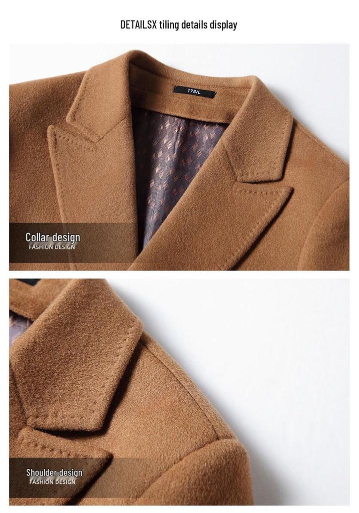 Cappotto di Lana Doppiopetto da Uomo di Media Lunghezza con Collo da Abito - Collezione Autunno/Inverno 2025