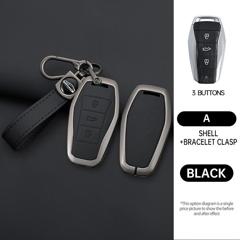 Zinc Alloy Car Key Case For Jac Js8 Sehol Qx X8 A7 E10X Js6 Sei 6 Prosol Qx Remote Cover Shell Keychain Holder Auto Accessories