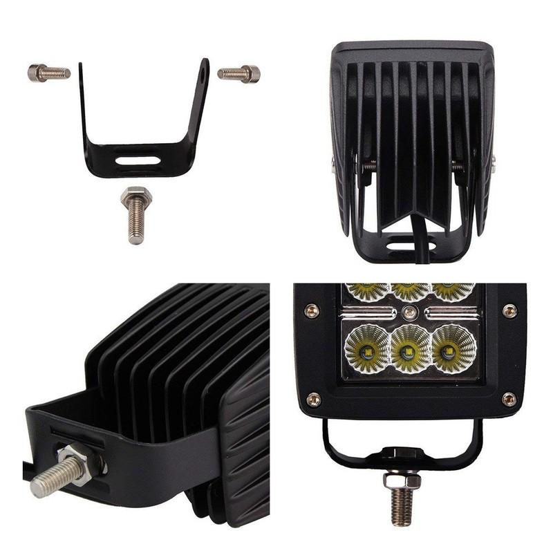 18W Square LED Work Light For Car Motorcycle Forklift Embedded Headlight Inspection Lamp